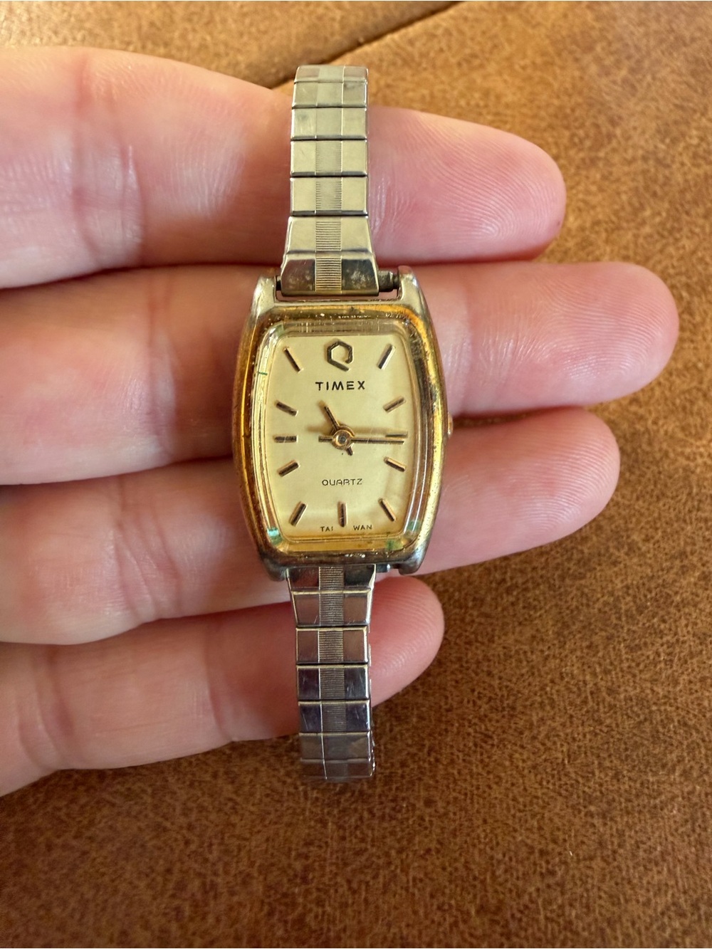Vintage Women's Timex K Cell Quartz Watch - Gold/Silver Tone - Stretch Expansion